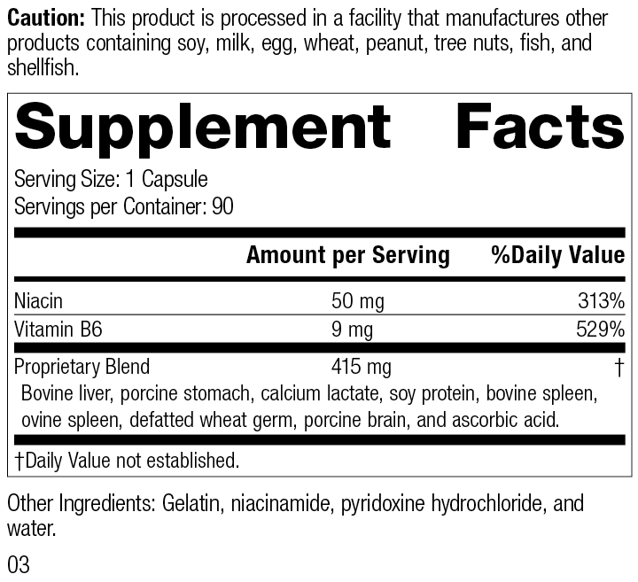 Niacinamide B6, 90 Capsules, Rev 03 Supplement Facts